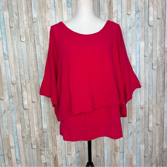 Oh My Gauze! Tops - Oh My Gauze 1 S M Red Gauzy Cotton Layered Twins Top Blouse Boho Lagenlook